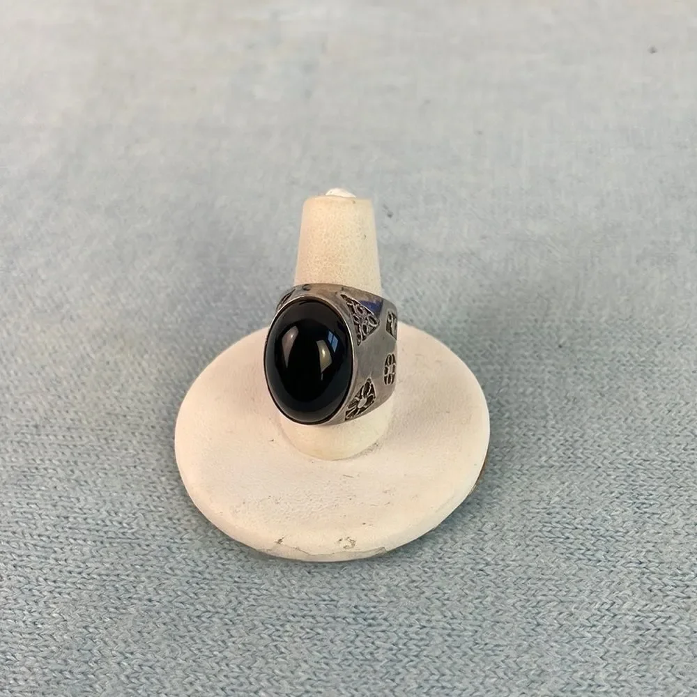 Large Black Onyx Filagree Ring